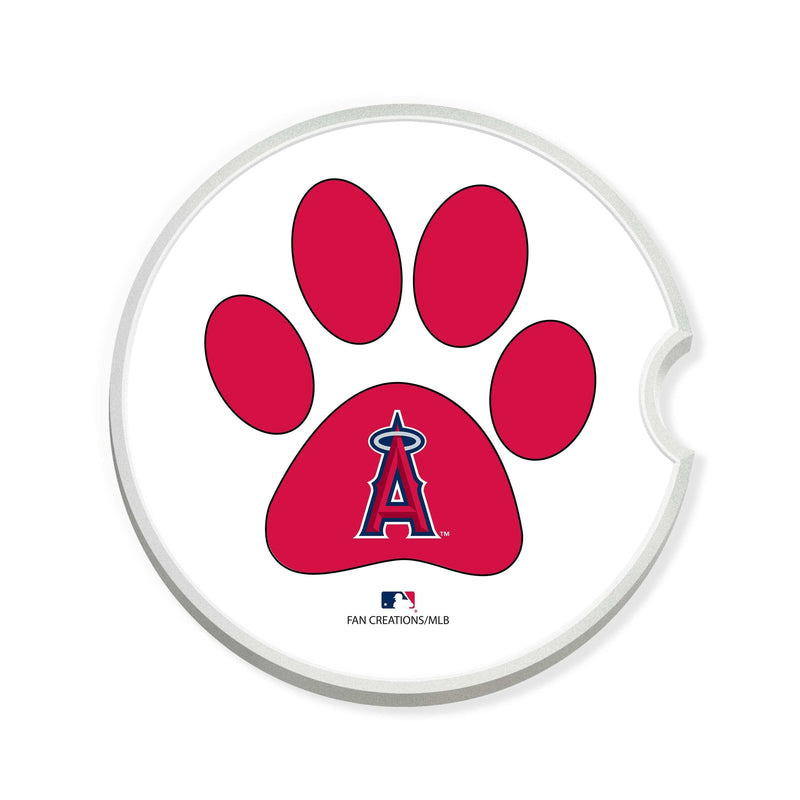 Load image into Gallery viewer, Fan Creations MLB Los Angeles Angels Themed Ceramic Car Coaster -2.5" Bigfoot Carrying Team Flag Design - 2 Pack
