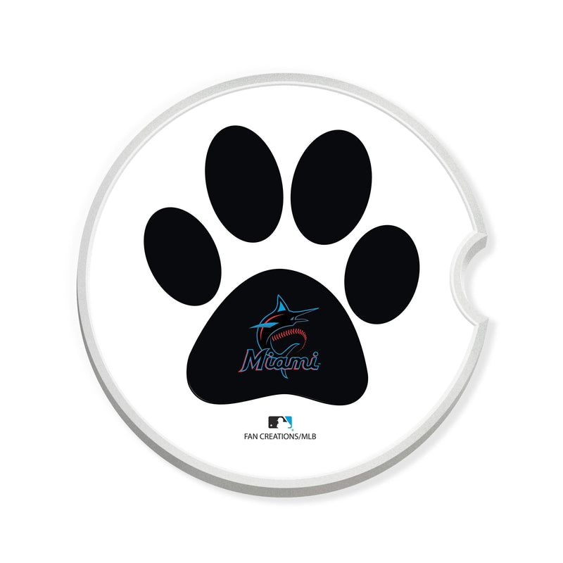 Load image into Gallery viewer, Fan Creations MLB Miami Marlins Themed Ceramic Car Coaster -2.5" Bigfoot Carrying Team Flag Design - 2 Pack
