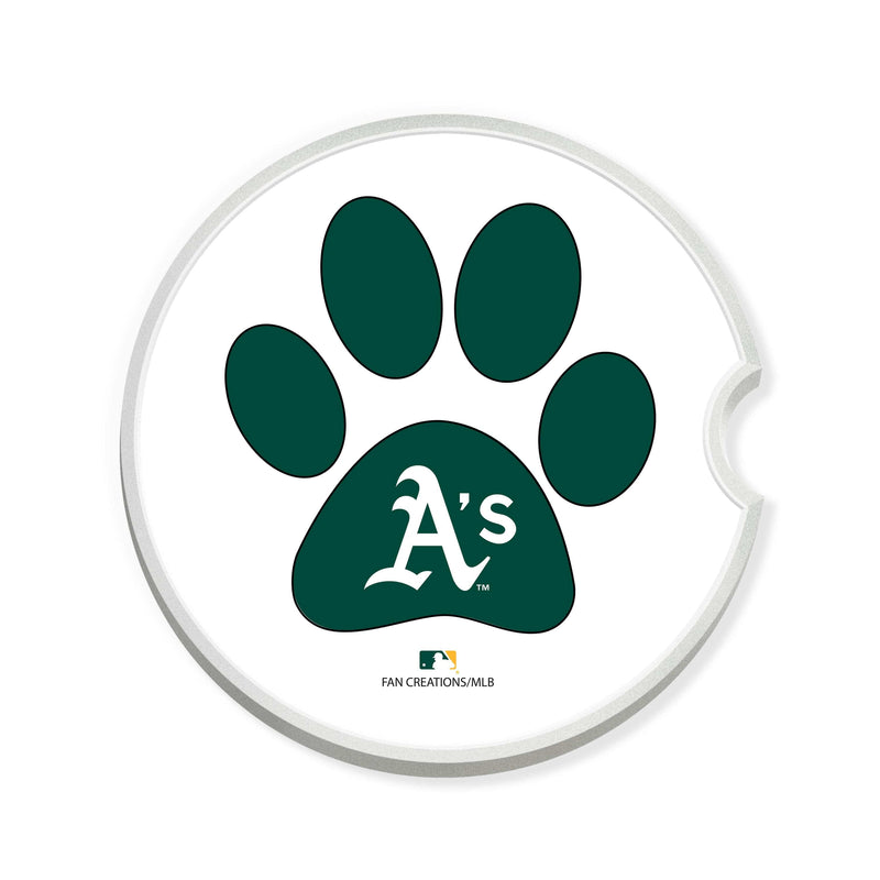 Load image into Gallery viewer, Fan Creations MLB Oakland Athletics Themed Ceramic Car Coaster -2.5" Bigfoot Carrying Team Flag Design - 2 Pack
