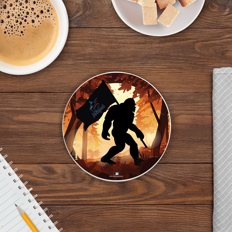 Load image into Gallery viewer, Fan Creations MLB Miami Marlins-  4 inch Ceramic Big Foot Flag Car Coaster
