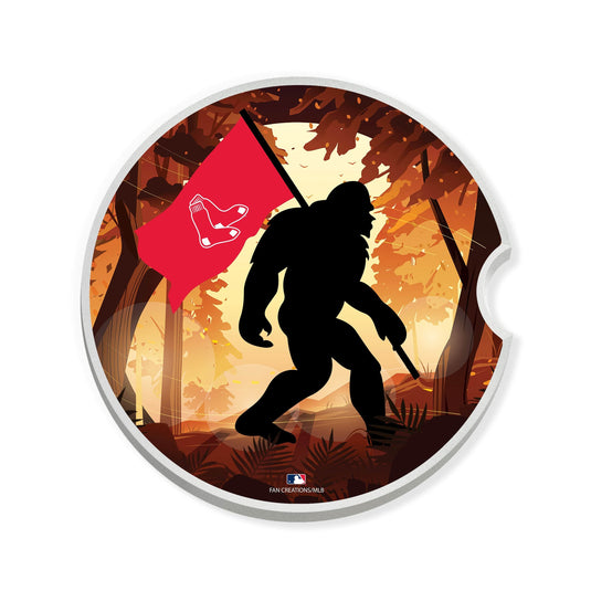 Fan Creations MLB Boston Red Sox Themed Ceramic Car Coaster - 2.5" Bigfoot Carrying Team Flag Design - 2 Pack