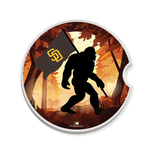 Fan Creations MLB San Diego Padres Themed Ceramic Car Coaster - 2.5" Bigfoot Carrying Team Flag Design - 2 Pack
