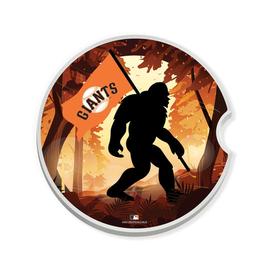 Fan Creations MLB San Francisco Giants Themed Ceramic Car Coaster - 2.5" Bigfoot Carrying Team Flag Design - 2 Pack
