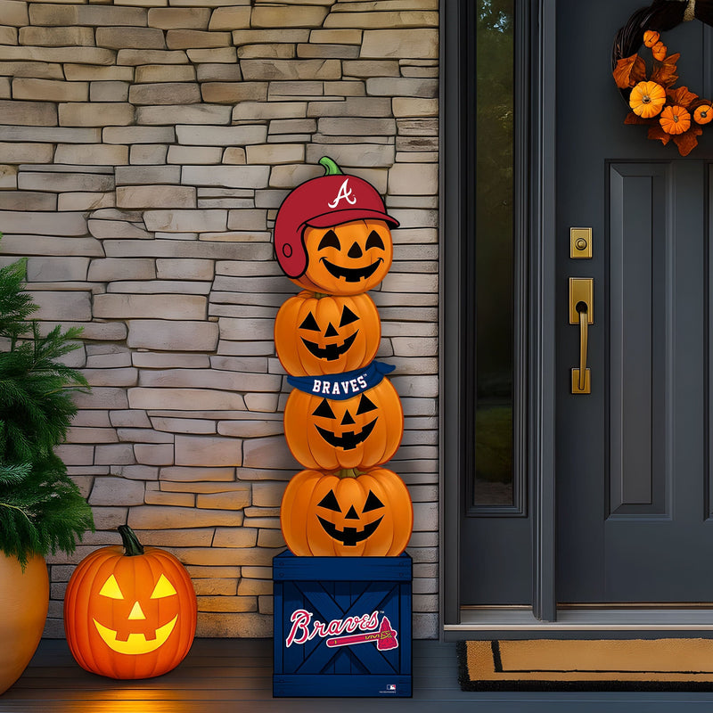 Load image into Gallery viewer, Fan Creations 46 inch MLB Atlanta Braves Stacked Pumpkin Bandana - Scarf
