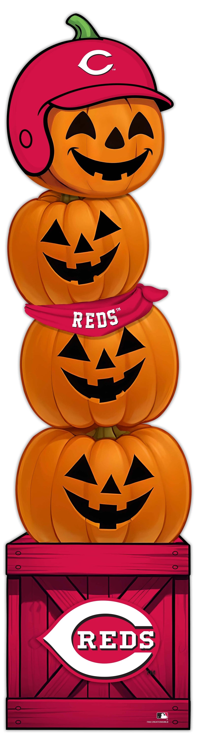 Load image into Gallery viewer, Fan Creations 46 inch MLB Cincinnati Reds Stacked Pumpkin Bandana - Scarf
