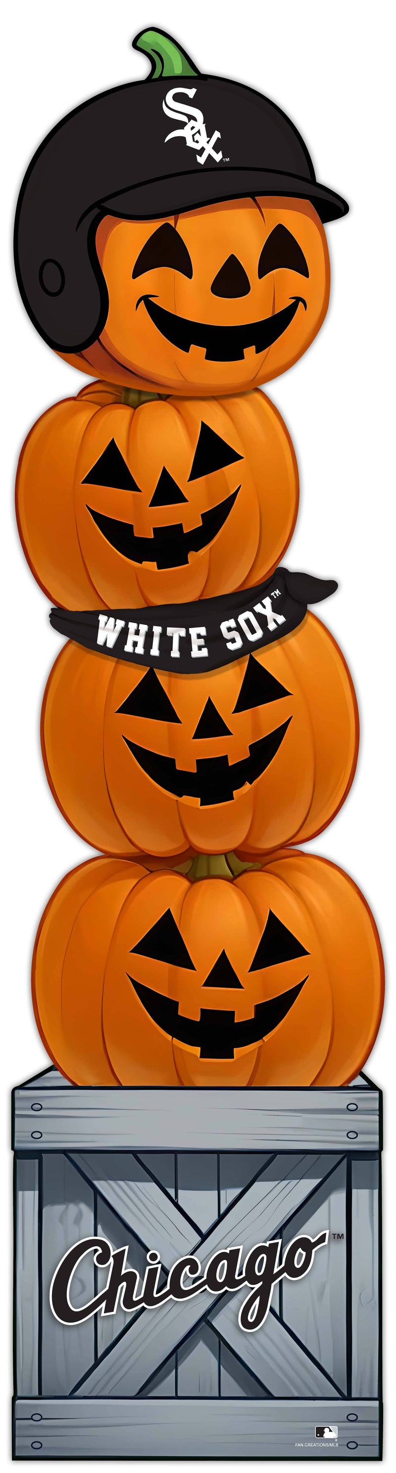 Load image into Gallery viewer, Fan Creations 46 inch MLB Chicago White Sox Stacked Pumpkin Bandana - Scarf
