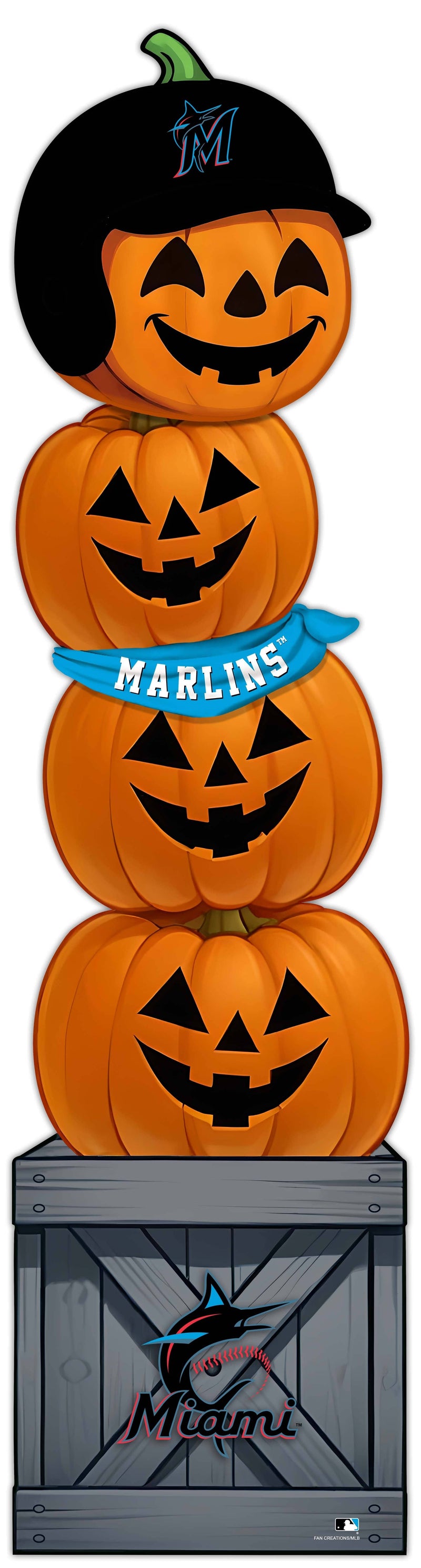 Load image into Gallery viewer, Fan Creations 46 inch MLB Miami Marlins Stacked Pumpkin Bandana - Scarf
