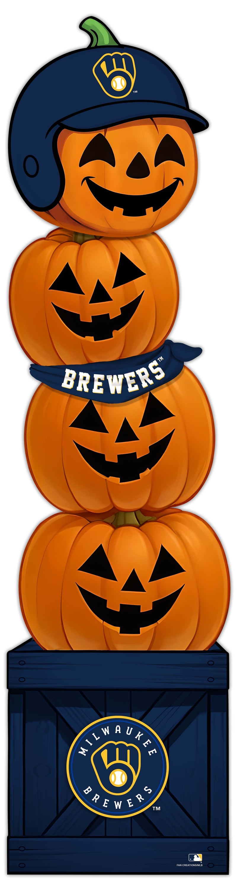 Load image into Gallery viewer, Fan Creations 46 inch MLB Milwaukee Brewers Stacked Pumpkin Bandana - Scarf
