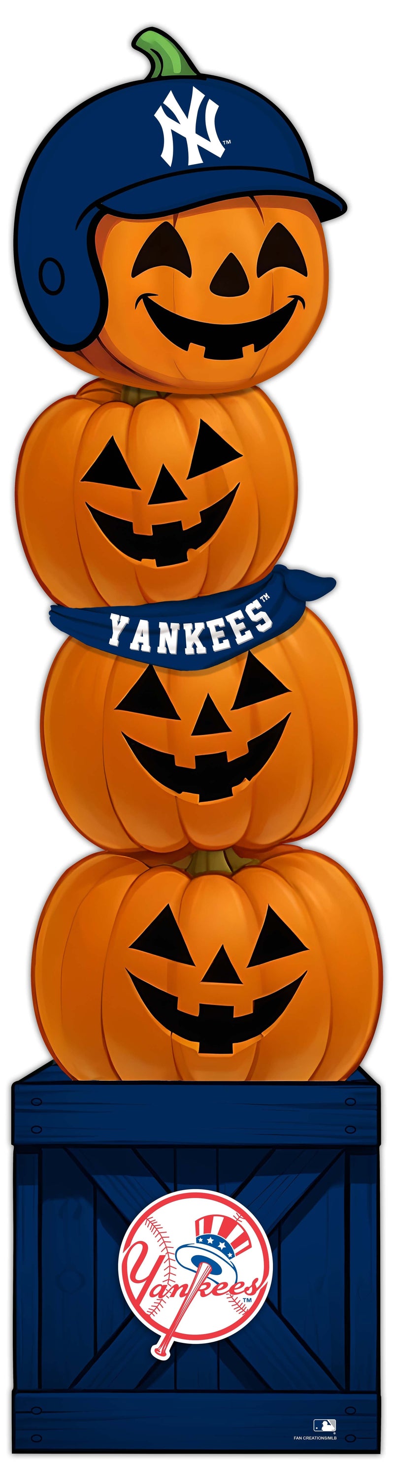 Load image into Gallery viewer, Fan Creations 46 inch MLB New York Yankees Stacked Pumpkin Bandana - Scarf
