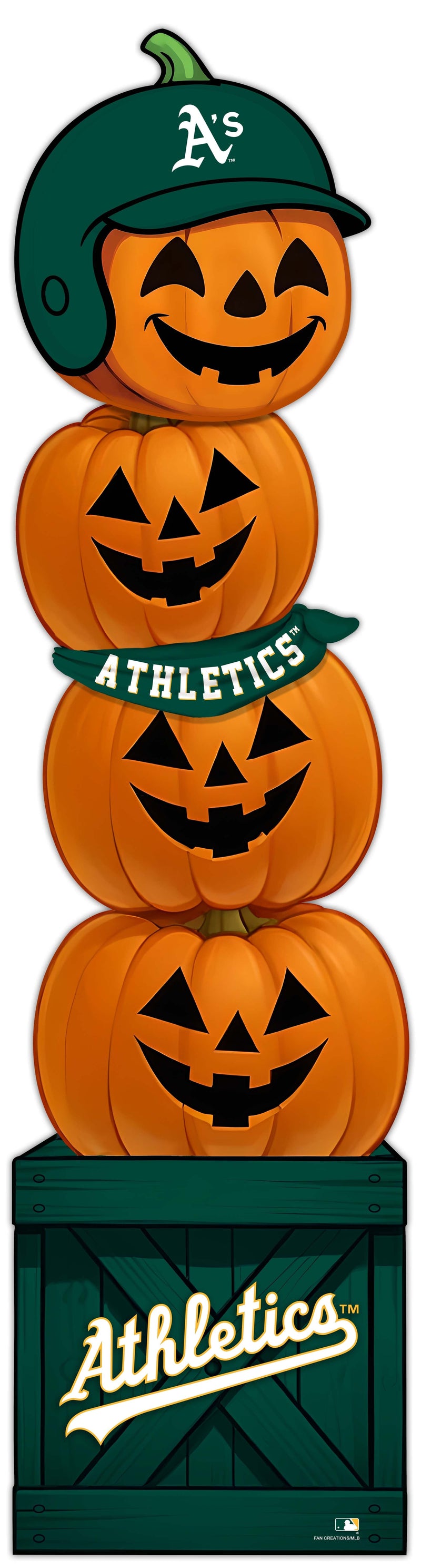 Load image into Gallery viewer, Fan Creations 46 inch MLB Oakland Athletics Stacked Pumpkin Bandana - Scarf

