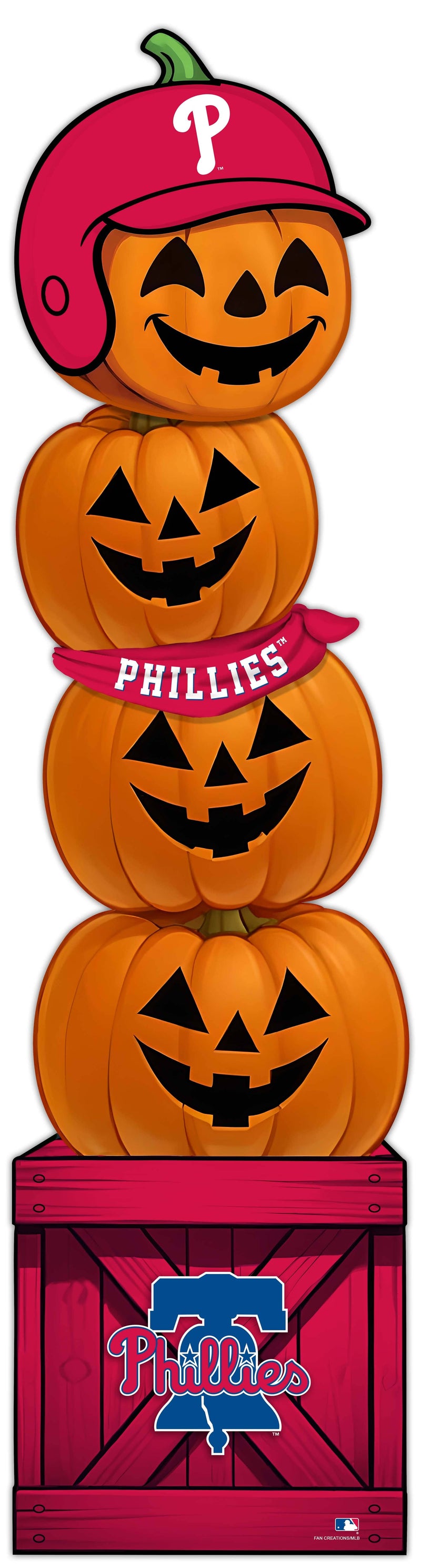Load image into Gallery viewer, Fan Creations 46 inch MLB Philadelphia Phillies Stacked Pumpkin Bandana - Scarf
