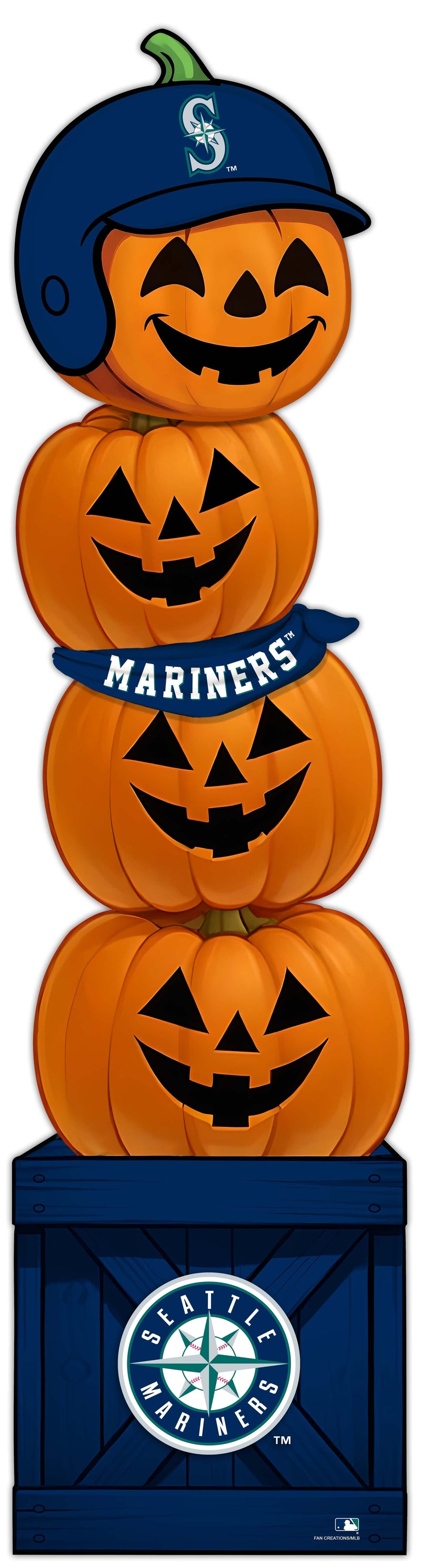 Load image into Gallery viewer, Fan Creations 46 inch MLB Seattle Mariners Stacked Pumpkin Bandana - Scarf
