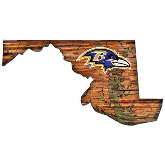 Fan Creations 24" Sign Baltimore Ravens Distressed State With Logo Sign