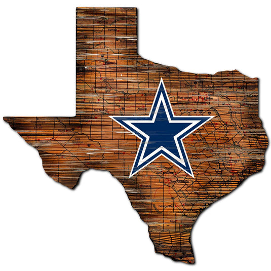 Fan Creations 24" Sign Dallas Cowboys Distressed State With Logo Sign