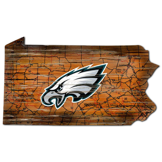 Fan Creations 24" Sign Philadelphia Eagles Distressed State With Logo Sign