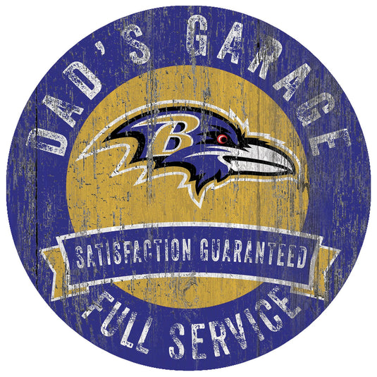 Fan Creations 12" Circle Baltimore Ravens Dad's Garage Sign