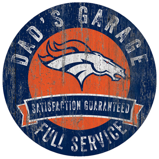 Fan Creations 12" Circle Denver Broncos Dad's Garage Sign