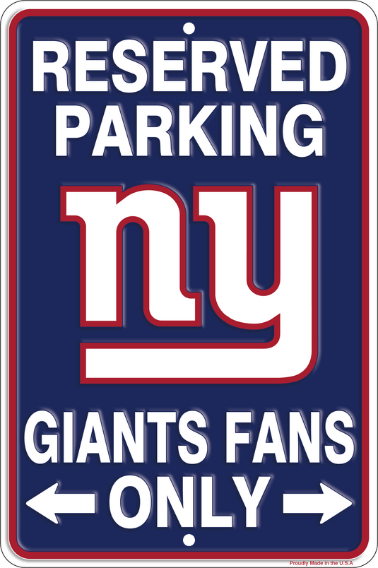 New York Giants Reserved Parking Metal 12x8in – Fan Creations GA