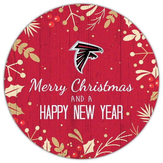 Fan Creations Holiday Home Decor Atlanta Falcons Merry Christmas & Happy New Years 12in Circle