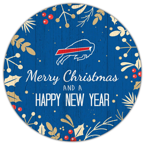 Fan Creations Holiday Home Decor Buffalo Bills Merry Christmas & Happy New Years 12in Circle