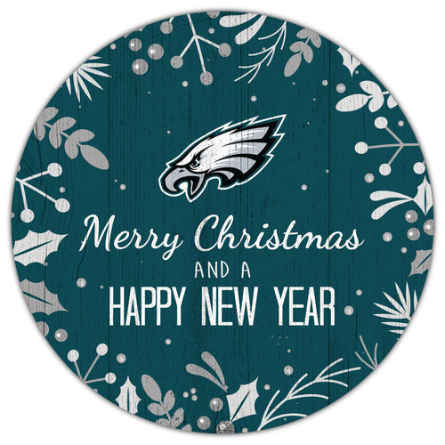 Fan Creations Holiday Home Decor Philadelphia Eagles Merry Christmas & Happy New Years 12in Circle