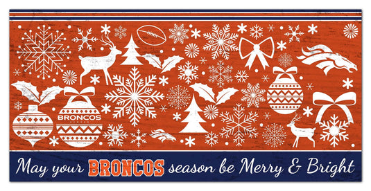 Fan Creations Holiday Home Decor Denver Broncos Merry and Bright 6x12