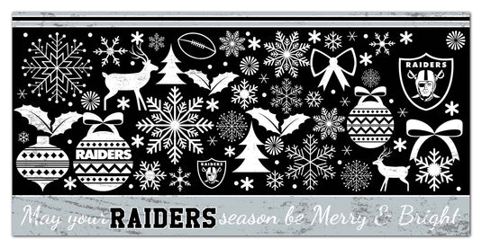 Fan Creations Holiday Home Decor Las Vegas Raiders Merry and Bright 6x12