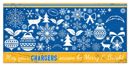 Fan Creations Holiday Home Decor Los Angeles Chargers Merry and Bright 6x12