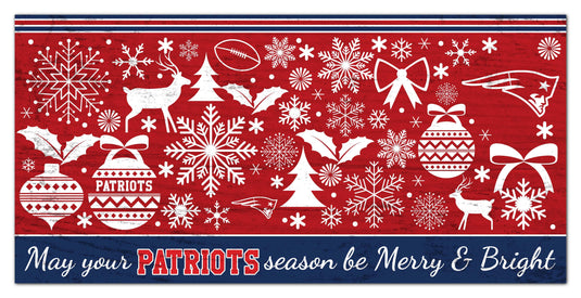 Fan Creations Holiday Home Decor New England Patriots Merry and Bright 6x12