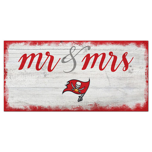 Fan Creations 6x12 Horizontal Tampa Bay Buccaneers Script Mr & Mrs 6x12 Sign