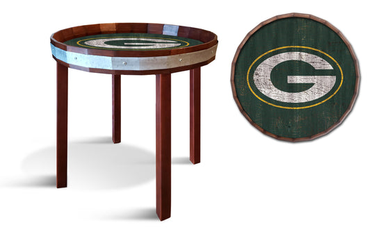 Fan Creations Wall Decor Green Bay Packers  Barrel Top Side Table