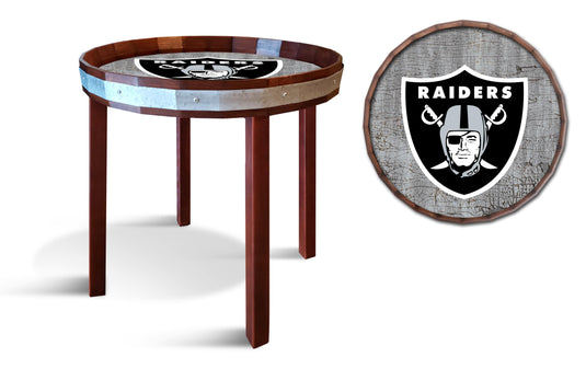 Fan Creations Wall Decor Las Vegas Raiders  Barrel Top Side Table