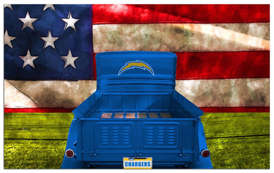 Fan Creations Home Decor Los Angeles Chargers  Patriotic Retro Truck 11x19