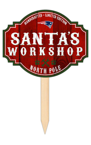 Fan Creations Holiday Home Decor New England Patriots Santa's Workshop Tavern Sign 12in