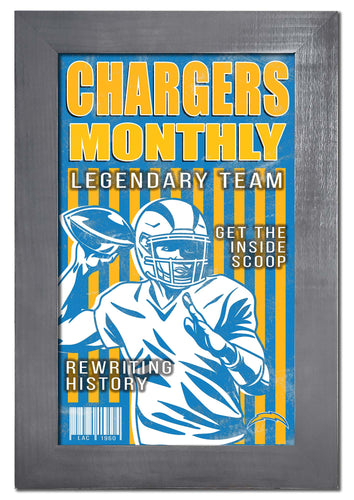 Fan Creations Home Decor Los Angeles Chargers   Team Monthly Frame 11x19