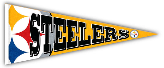 Striscione Decorativo Da Parete Pittsburgh Steelers, 17.5x122 Cm, In Poliestere 300D, Con Pali E Corda, Ufficiale NFL