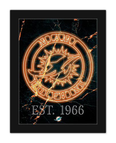 Fan Creations Wall Decor Miami Dolphins Neon Circle Logo 12x16