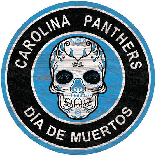 Fan Creations Holiday Home Decor Carolina Panthers Sugar Skull Circle