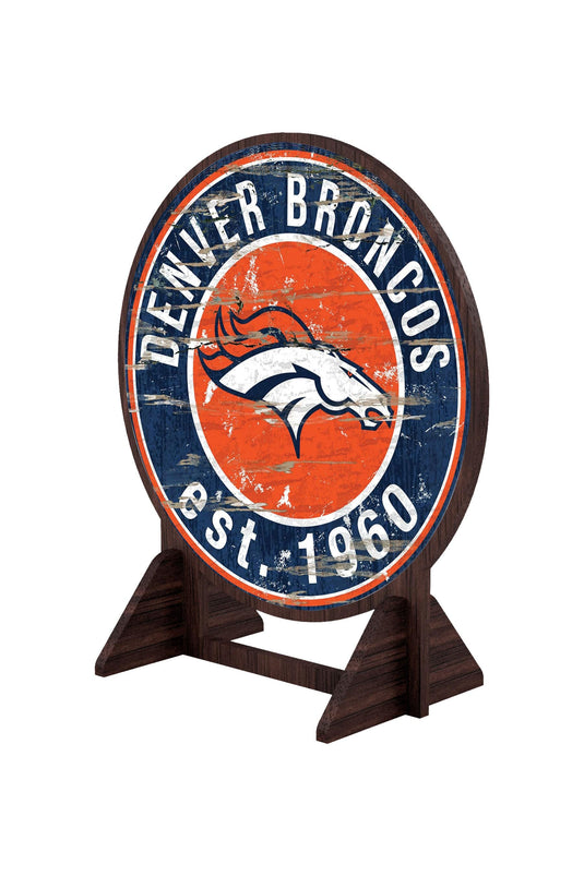 Fan Creations Desktop Stand Denver Broncos Desktop Circle Logo Stand