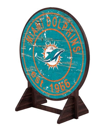 Fan Creations Desktop Stand Miami Dolphins Desktop Circle Logo Stand