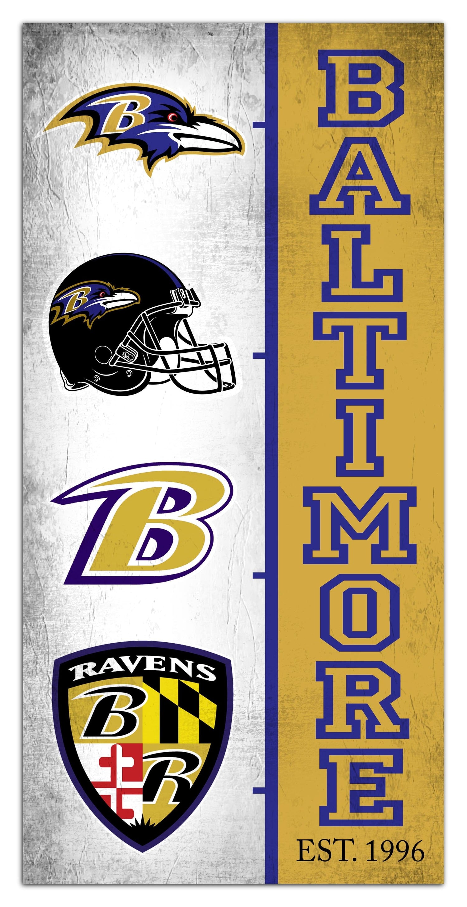 Fan Creations Baltimore Ravens Welcome Distressed Sign - 6" X 12" Wood Look MDF, Officially Licensed - View #4