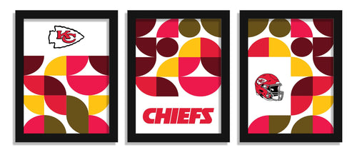 Fan Creations Wall Decor Kansas City Chiefs Minimalist Color Pop 12x16 (Set Of 3)