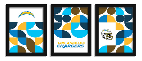 Fan Creations Wall Decor Los Angeles Chargers Minimalist Color Pop 12x16 (Set Of 3)