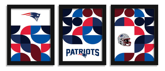 Fan Creations Wall Decor New England Patriots Minimalist Color Pop 12x16 (Set Of 3)