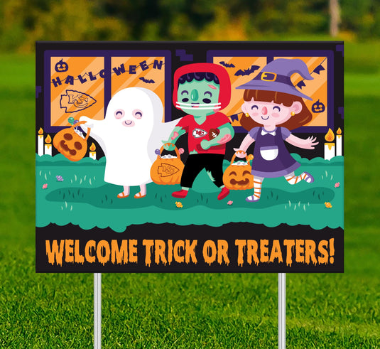 Fan Creations Yard Sign Kansas City Chiefs Welcome Trick or Treaters Yard Sign