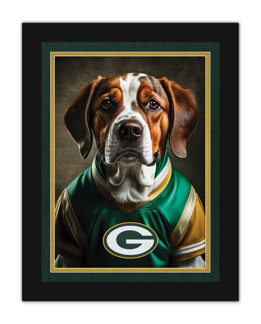 Fan Creations Wall Art Green Boy Packers Dog in Team Jersey 12x16