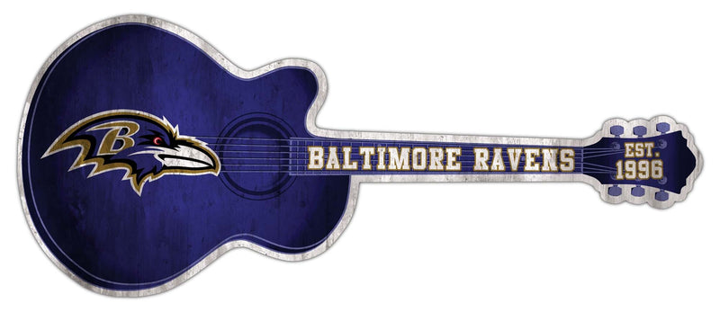 Load image into Gallery viewer, Fan Creations 24in Guitar NFL Baltimore Ravens team wall art sign

