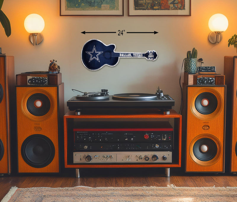 Load image into Gallery viewer, Fan Creations 24in Guitar NFL Dallas Cowboys team wall art sign

