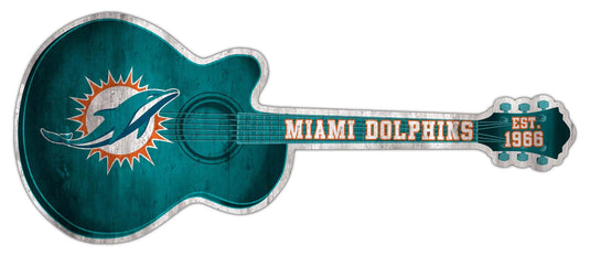 Fan Creations 24in Guitar NFL Miami Dolphins team wall art sign