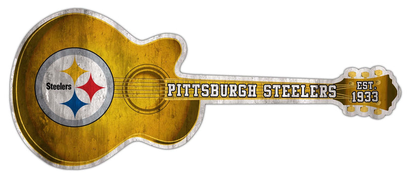 Load image into Gallery viewer, Fan Creations 24in Guitar NFL Pittsburgh Steelers team wall art sign
